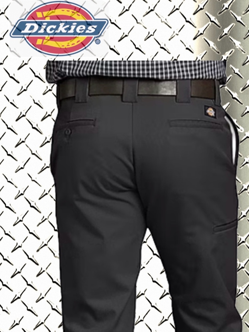 Dickies Men's Slim Fit Skinny Leg Teill Work Pants in Black - Picture 4 of 6